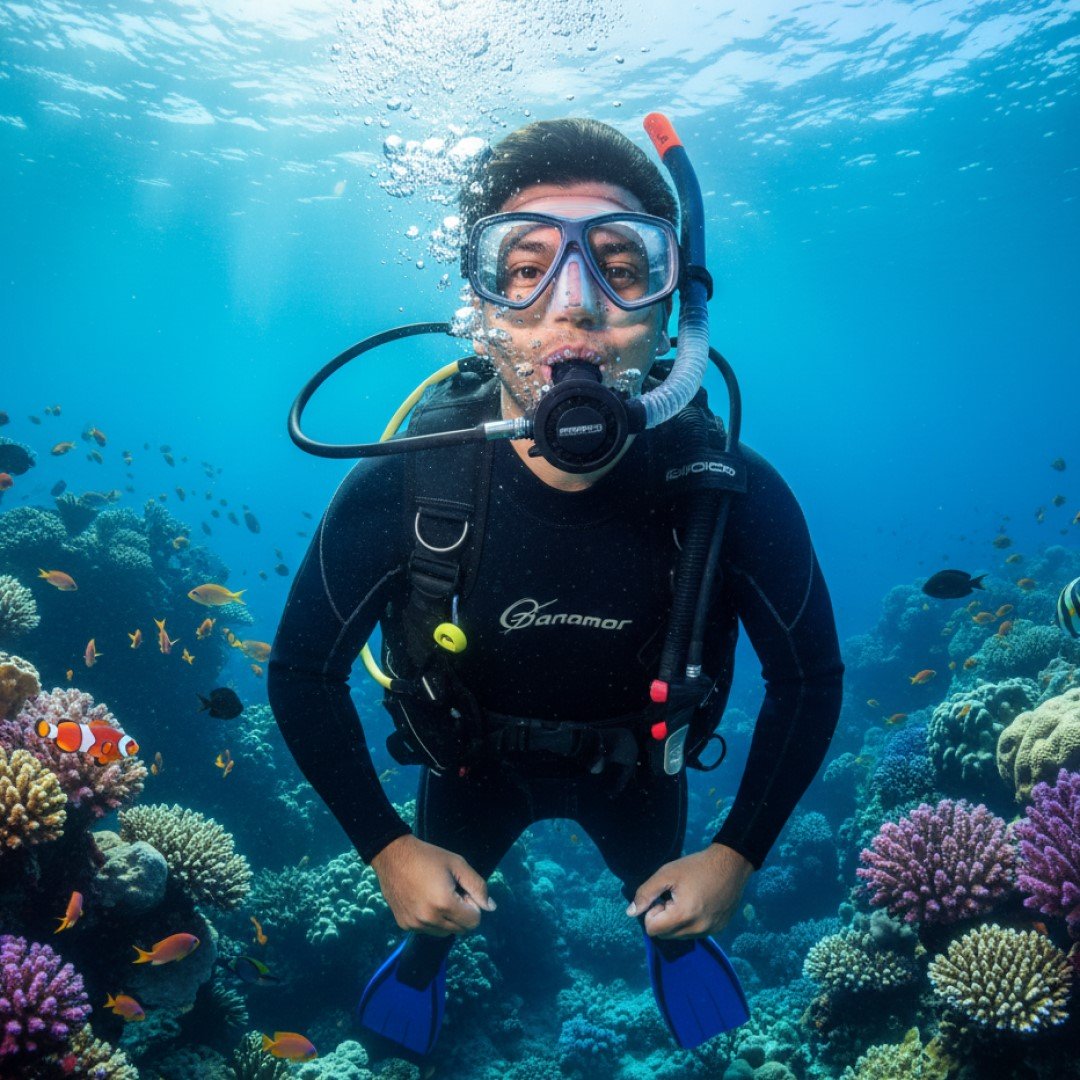 Result of Prompt 24 - Blowing Bubbles in a Vibrant Coral Reef