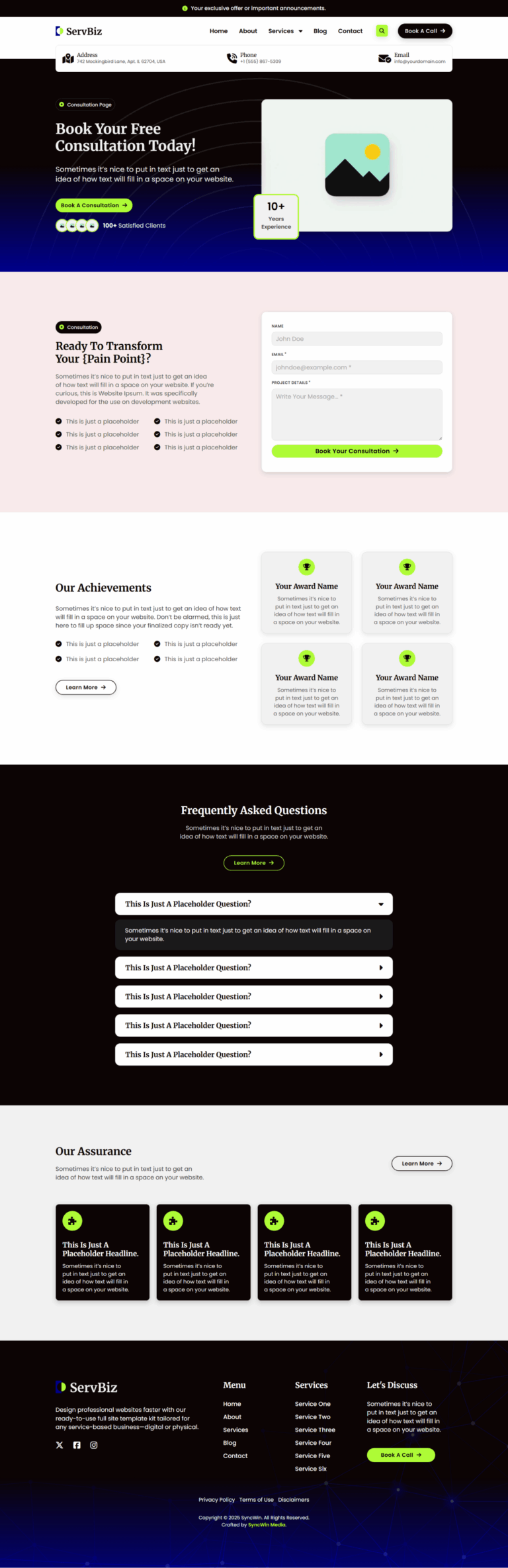 ServBiz Consultation Page - Screenshot - SyncWin