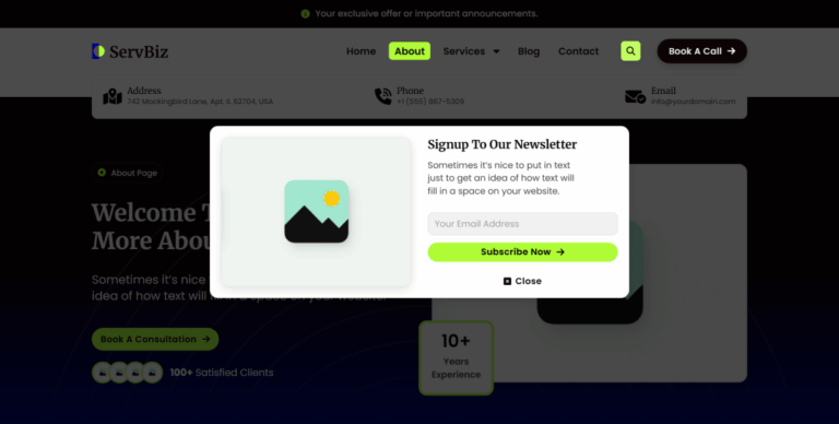 ServBiz Popup - Screenshot - SyncWin