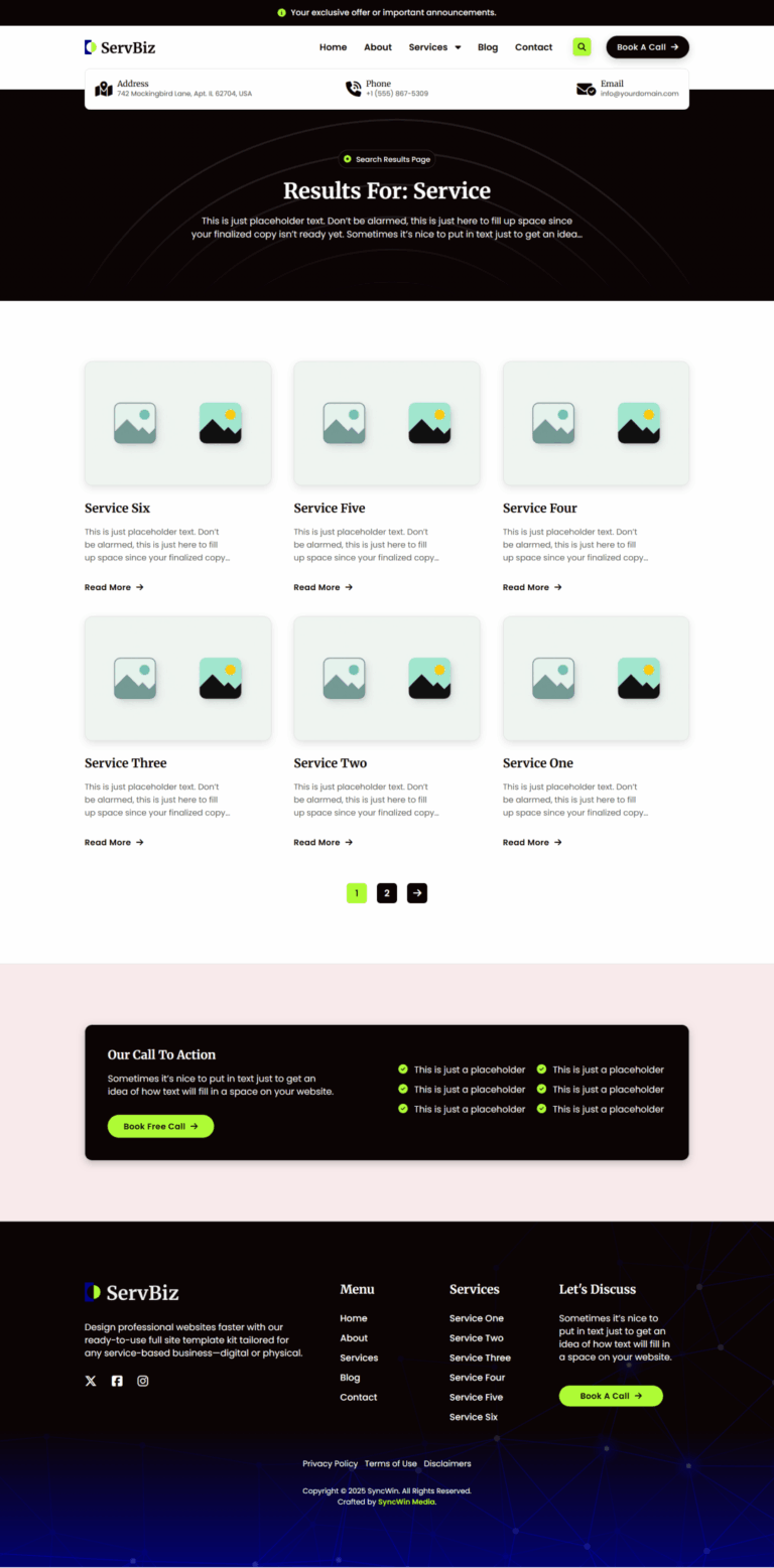 ServBiz Search Results Archive - Screenshot - SyncWin
