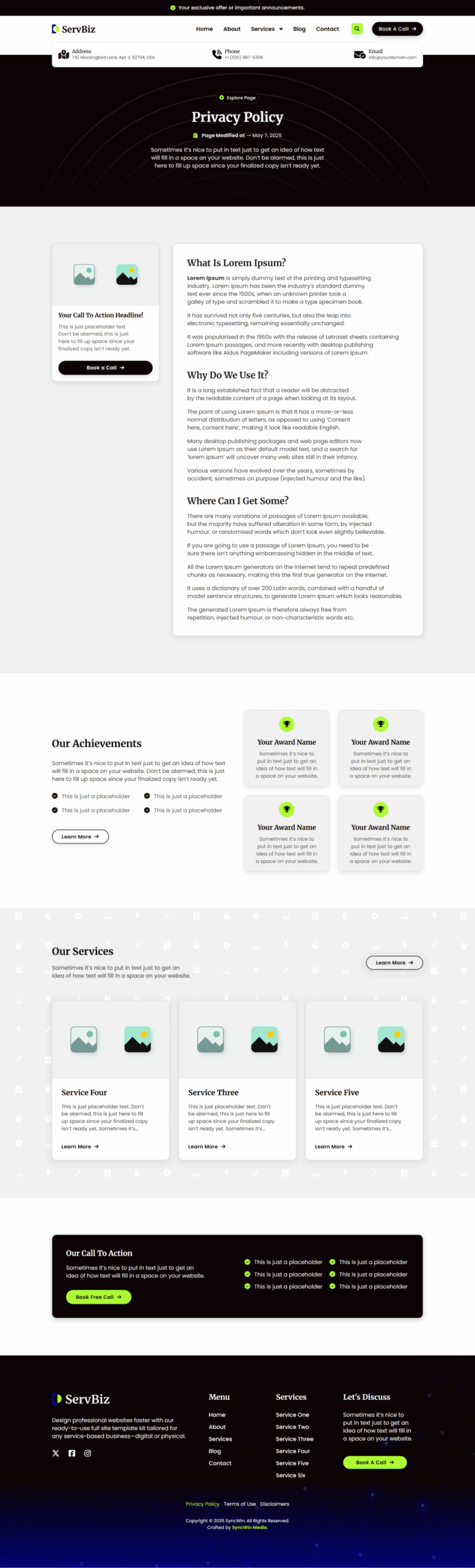 ServBiz Standard Single Page - Screenshot - SyncWin